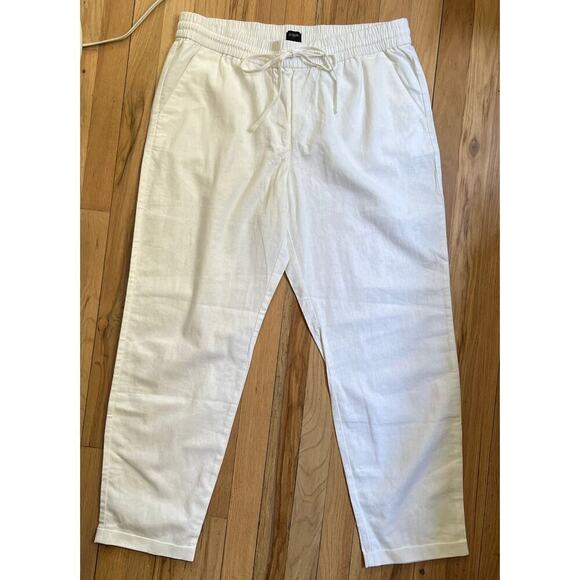 NWOT J.Crew Women’s 14T Pants White Seaside Linen Blend Pull On Trouser Summer - Picture 2 of 13